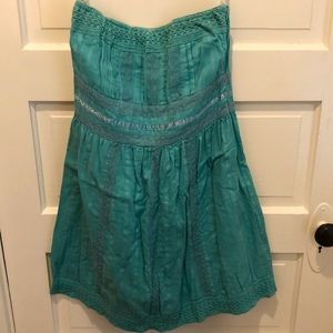 Francesca’s turquoise strapless lace dress M